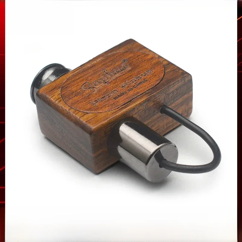 SAPHUE S2/S3 Clip Pickup Transducer for Acoustic/Classic Guitar with Wood Case and 6.35 Jack Ukelele/Kalimba/Mandolin