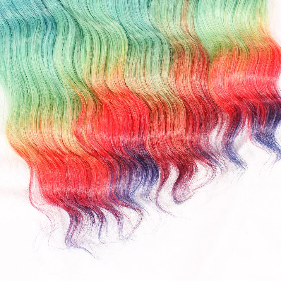 Xtressence 300 جرام 3 قطعة 22 "طويل عميق متموج الكروشيه الشعر كروشيه اصطناعي الضفائر أومبير برتقالي أحمر قوس قزح تجديل وصلات شعر