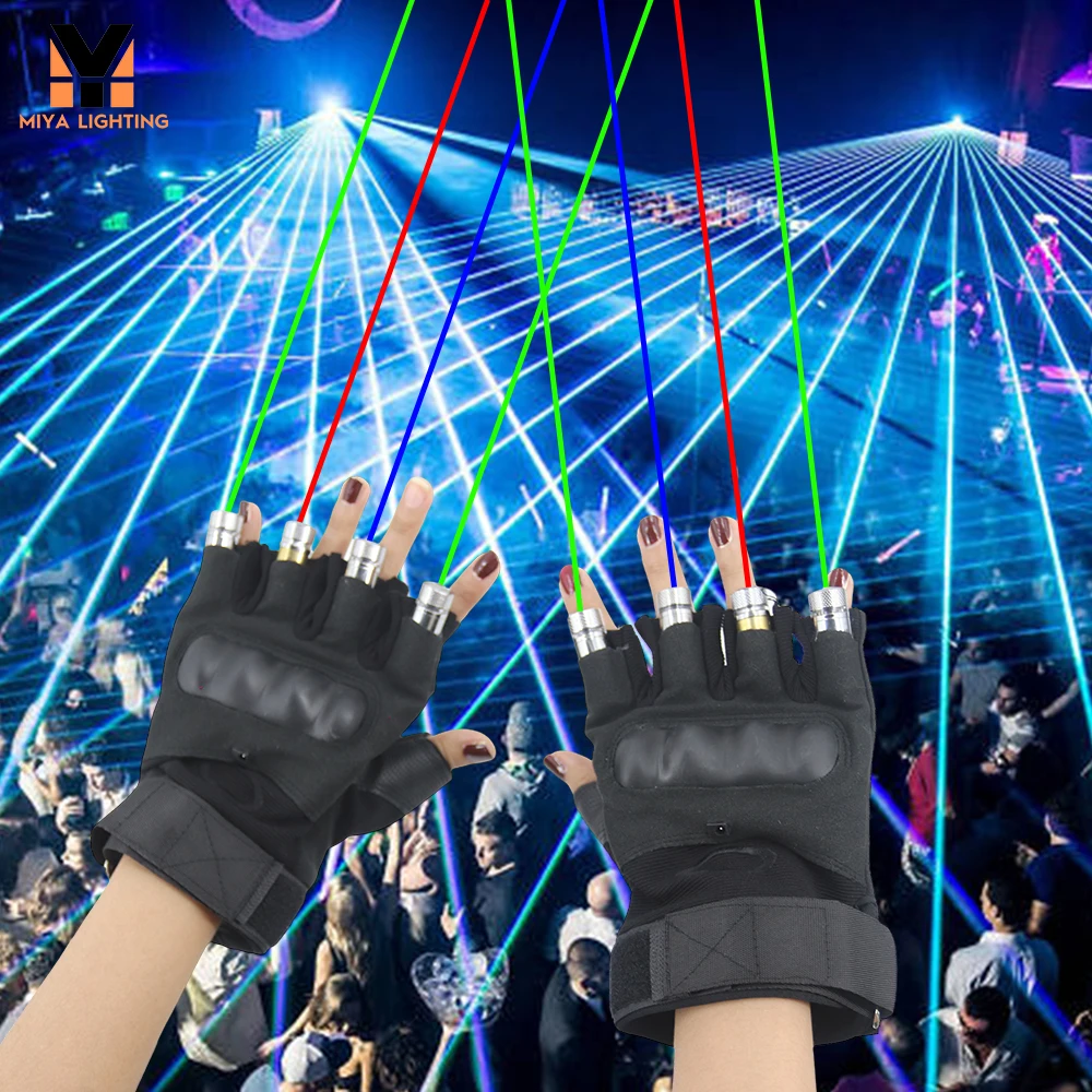 Purple laser Gloves with RGB Glowing Effect for Carnival Dance Costumes Easter Parties Stage Lighting Props