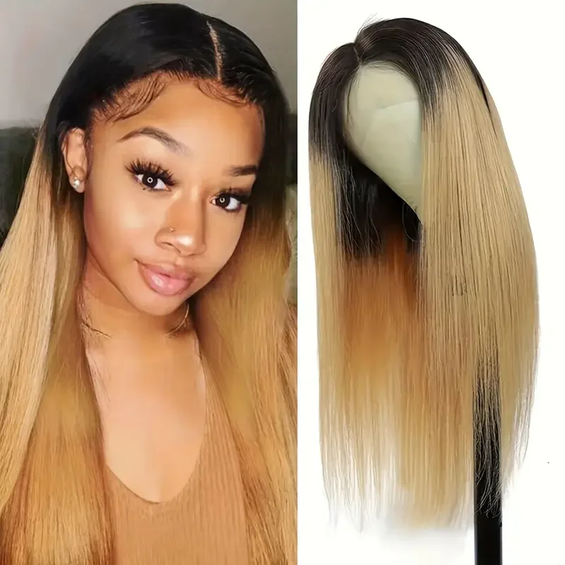 Ombre 1B/27 Color Straight Wigs 13x4 HD Lace Frontal Wigs Human Hair 4x4 HD Lace Closure Preplucked 30 Inch HD Lace Front Wig