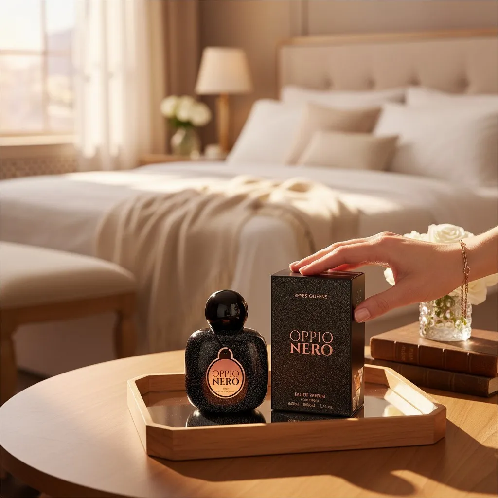 Imagen 4: Reyes Queens- Oppio Nero Eau de Parfum 50ml. Perfume femenino con aroma oriental elegante, notas dulces intensas y fondo sofisticado moderno con sensación envolvente y carácter marcado.