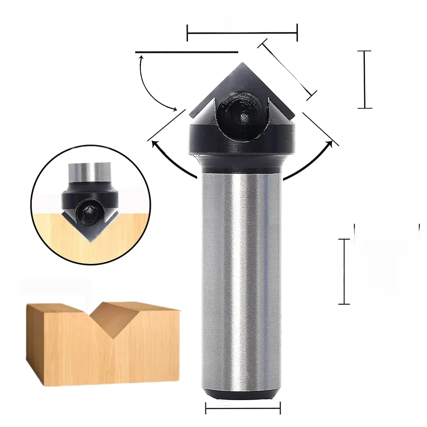 1 szt. 6 mm wkładka z chwytem z węglików spiekanych Spoilboard V Groove 90 °   Jednokrawędziowe frezy trzpieniowe Frezy do obróbki drewna — zdjęcie 2