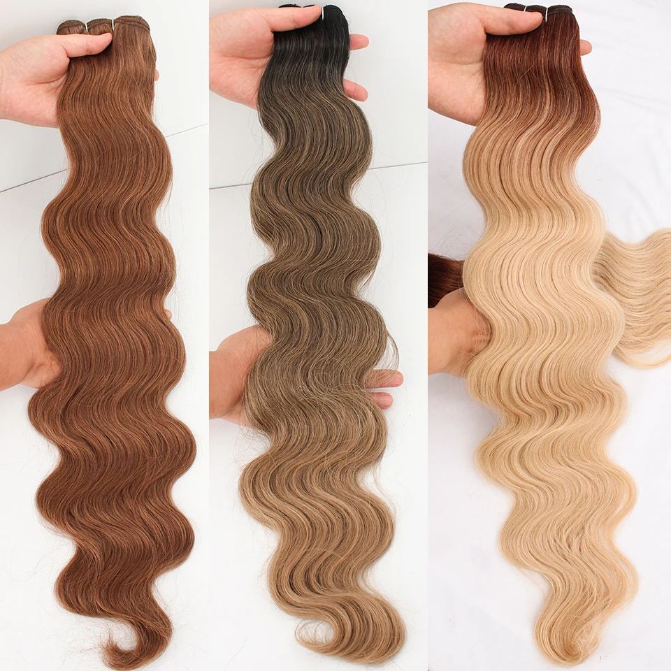 

Colorful 30 Inch Body Wave Hair Bundles 613 Piano Blonde Natural Synthetic Hair Extensions Ombre Thick Ponytail Loose Deep Hair