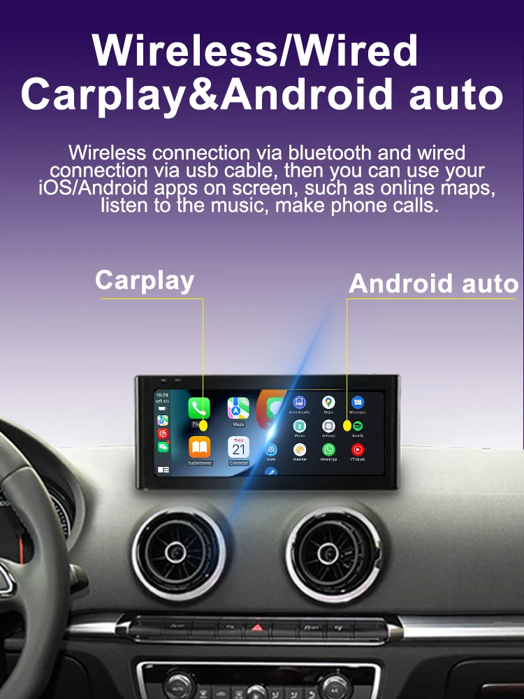 AUTOTOP 10,25 "Touchscreen Multimedia Display Für Audi A3 2013-2018 Airplay Miracast Funktion Drahtlose Carplay Android Auto – Detail 6