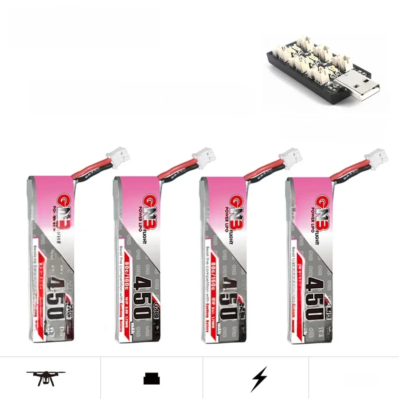 GNB 450mAh 1S 3.8V 80C/160C akumulator LiPo i ładowarka do dronów wyścigowych FPV Beta75S Emax Tinyhawk części do helikoptera quadcoptera — zdjęcie produktu 7