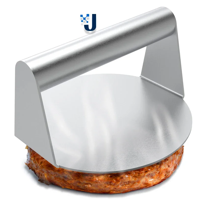 Aço inoxidável smash hambúrguer imprensa hambúrguer patins carne masher circular imprensa de carne