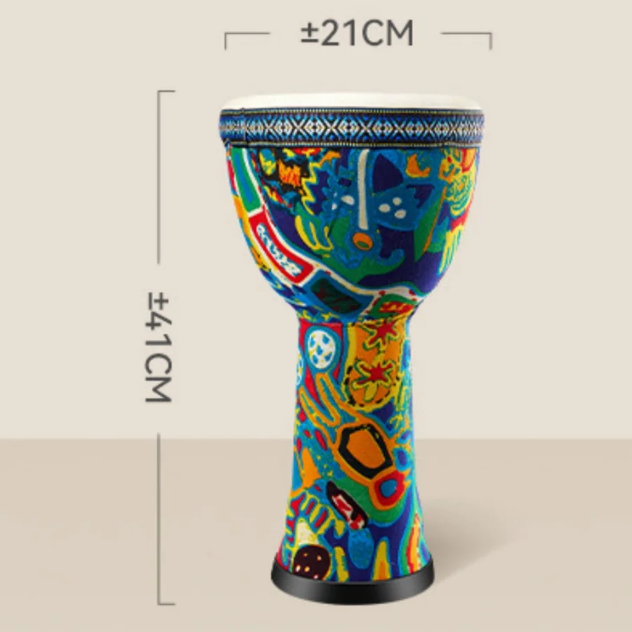 8-Zoll afrikanische Trommel, Djembe Handtrommel, Trommeloberfläche aus Ziegenleder mit Schultergurt, Percussion-Musikinstrument für Anfänger – Detail 9