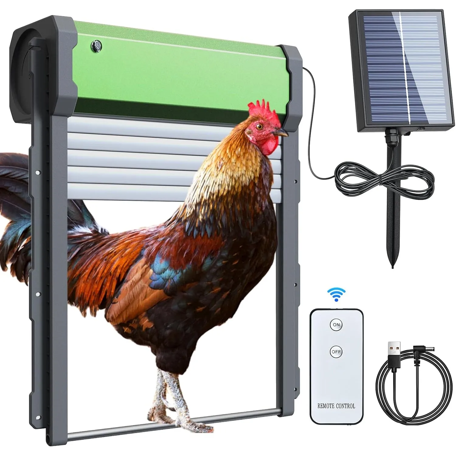Porte automatique de poulailler à énergie solaire avec minuterie, portail roulant pour poulets, télécommande, capteur de lumière, ouvre-porte de sécurité pour volailles