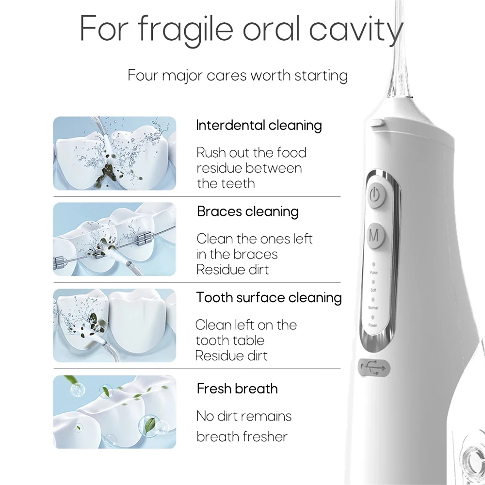 Xiaomi Oral Irrigator USB Rechargeable Water Flosser Portable Dental Water Jet 310ML Water Tank Waterproof Teeth Cleaner Travel