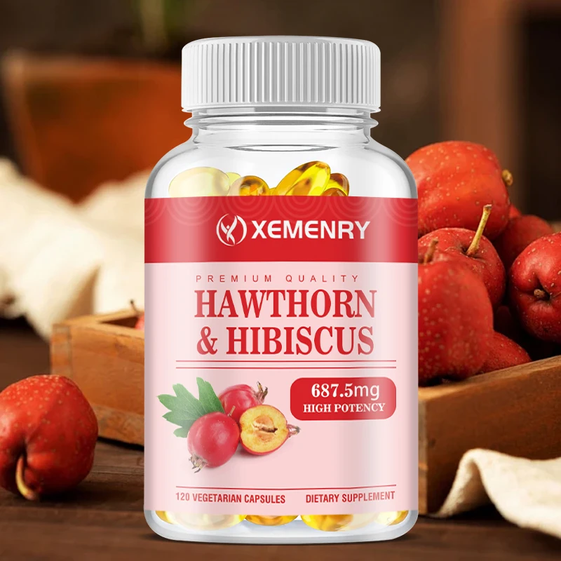 Hawthorn & Hibiscus Supplement - Heart Health, and Improves Blood Circulation - 120 Capsules