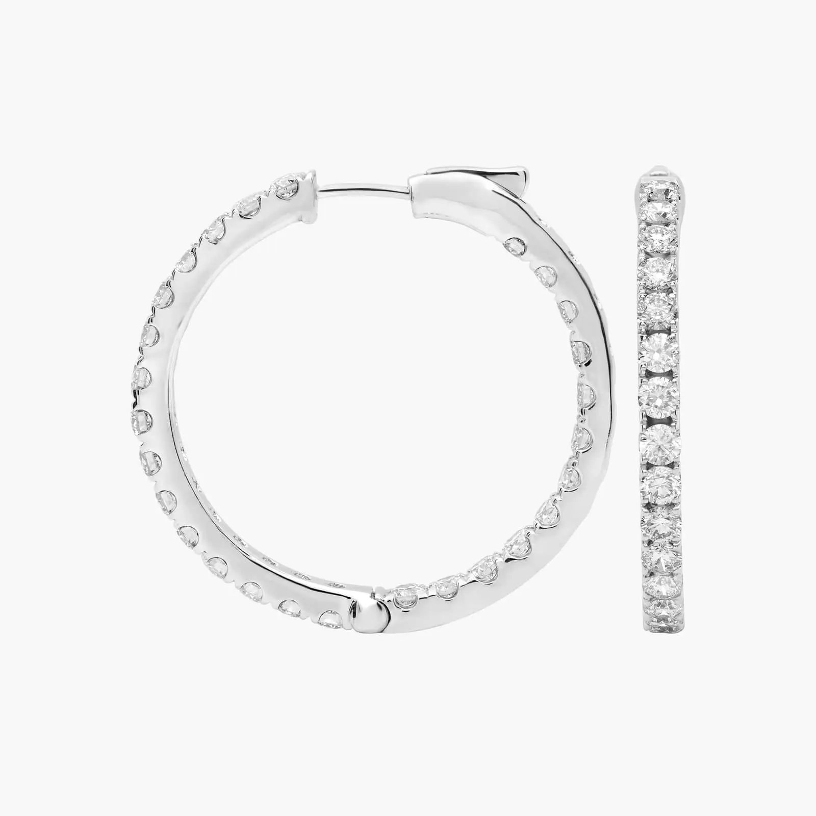 Inside Out Lab Grown Diamond Round Hoops Custom 9K/14K/18K Gold Lab Created Diamond Hoop Earrings Party Gift For Her