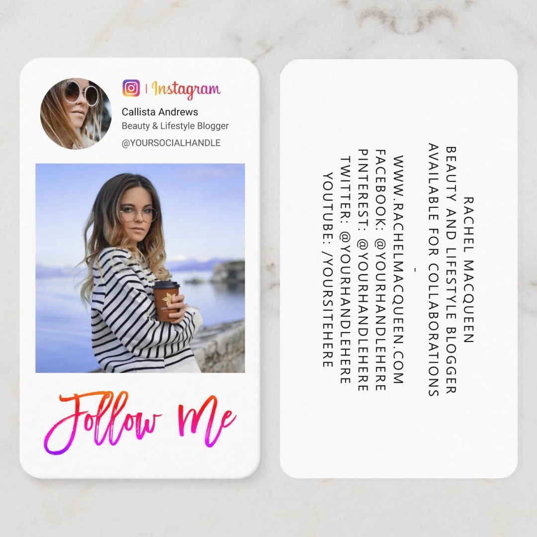 Minimalist Professional Photo Thank You Card With QR Code Square and Social Media Custom Instagram Influencer Vlogger Photo Card