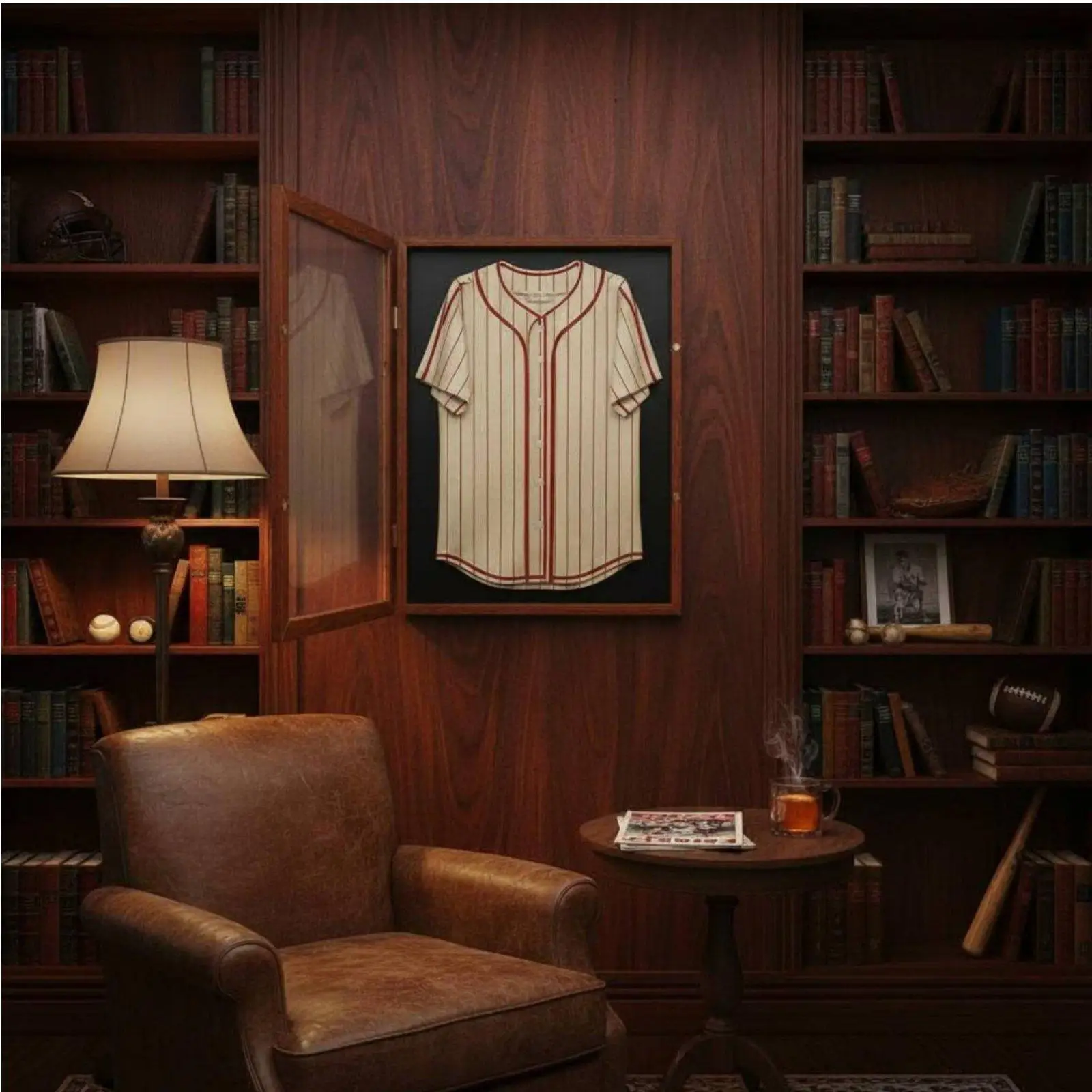 Wooden Jersey Display Frame Walnut Color Wall Mount Shadow Box Glass Cover for Basketball Sport Shirt Souvenir Collection show