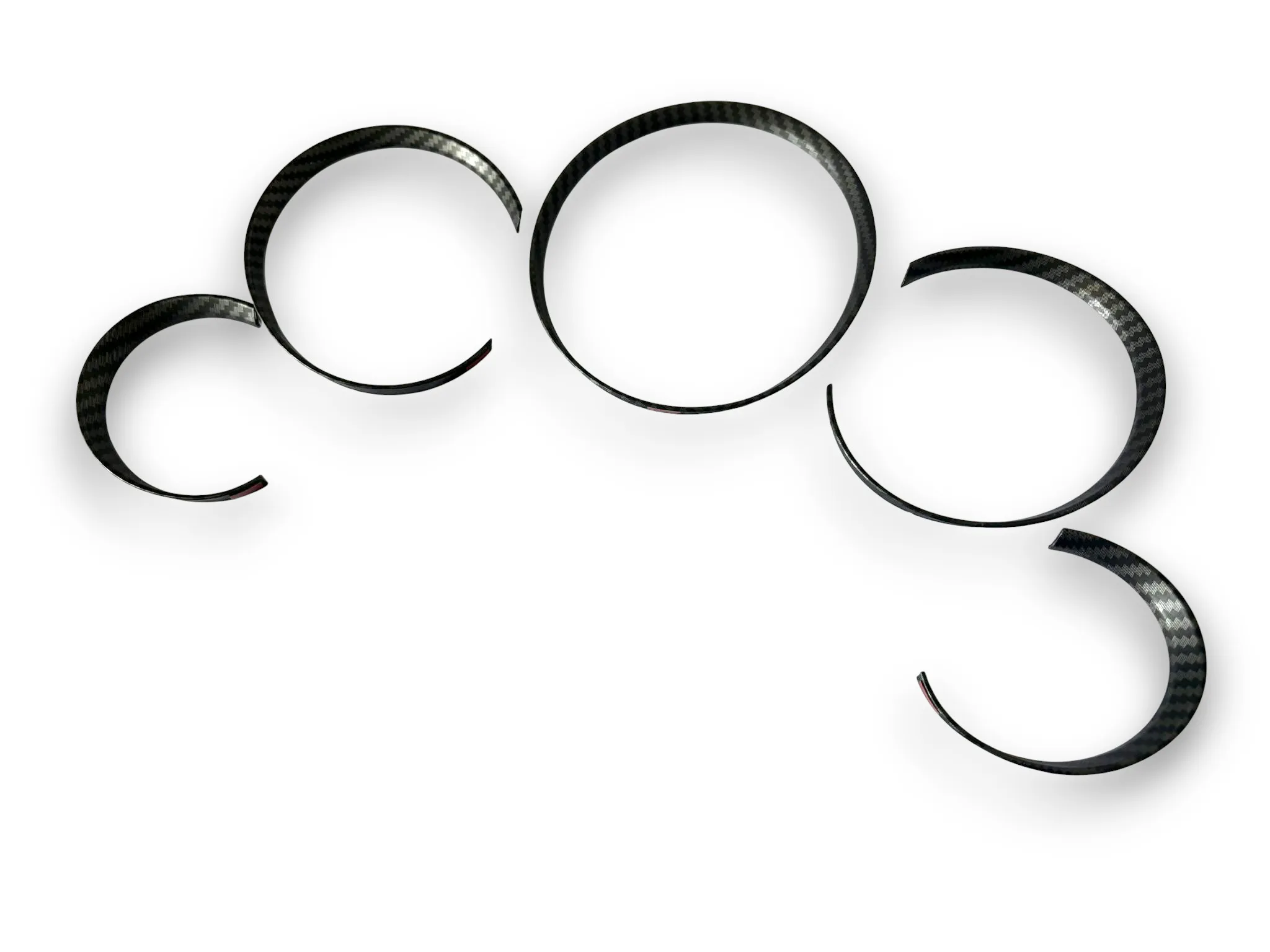 One Set of 5 Pieces - Matt Carbon Fiber Style Dashboard Dial Gauge Rings Bezel Trim For Porsche 911 997 GT3 GT3RS Turbo Targa view 3