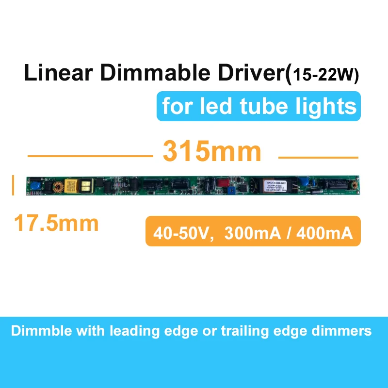 Dimmable LED Tube Driver for T5 T8 T10 T12 Bulbs Inner Small Linear Power Adaptor Output 40V-50V