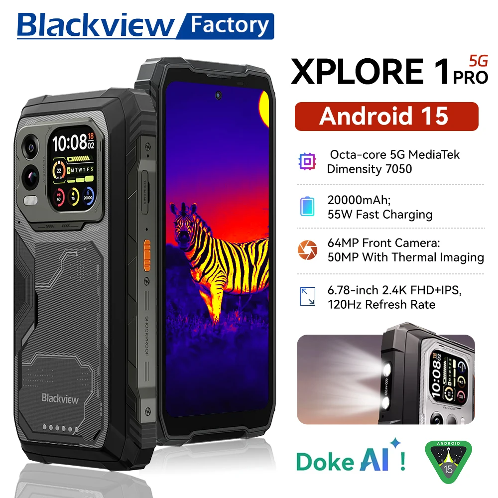 新型 Blackview XPLORE 1 Pro 頑丈スマートフォン 5G FLIR 搭載 6.78