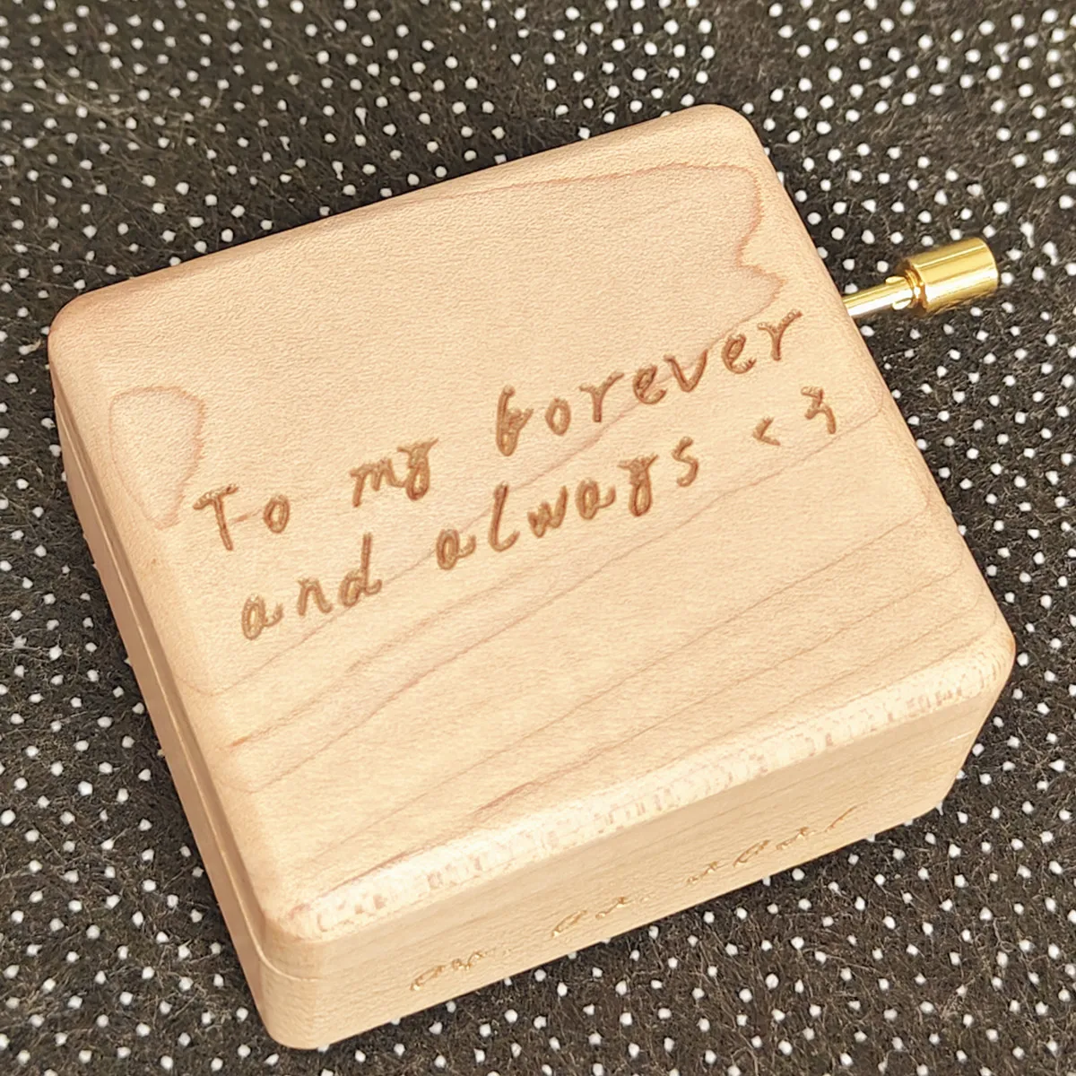 To My Forever Hand Crank Music Box, Wood Custom Engraved Photo Personalized Gifts, Anniversary, Birthday