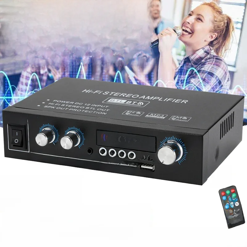 Amplificador de Som Estéreo Digital, AK45, AK35, 800W, 2 canais, Bluetooth 5.0, Mini HiFi, Suporta