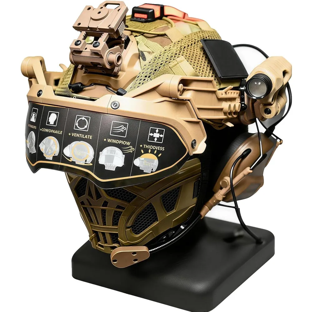 

Tactical Multifunctional Fast Helmet, with Headphones and Half-face Mask Airsoft Helmet 8-in-1 Set for Paintball Outdoor Cosplay