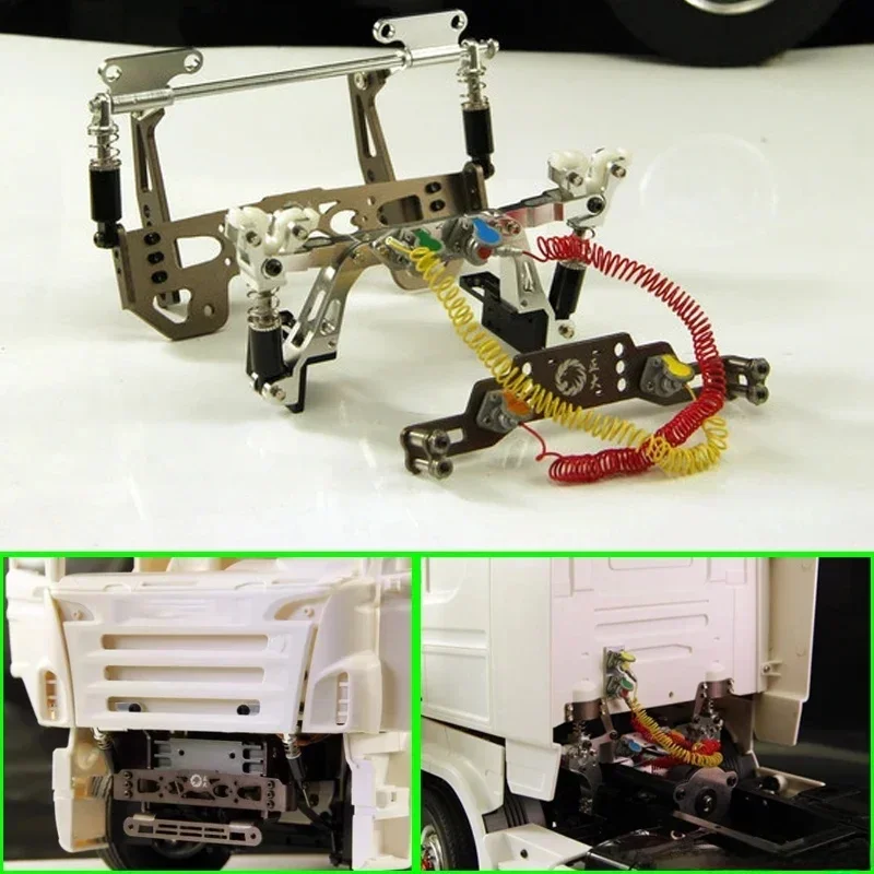Metal Cab Simulatie Dynamisch Ophangingssysteem voor 1/14 Tamiya RC Truck Trailer Kipper Scania R620 R470 R730 Auto Upgrade Onderdelen - afbeelding 2