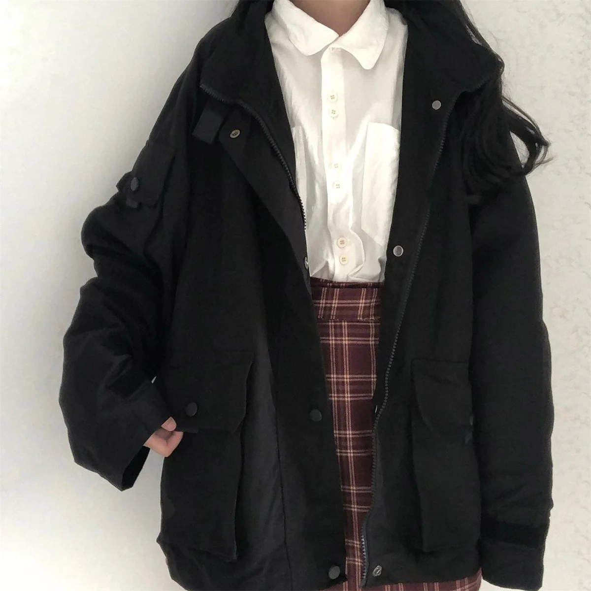 Black Short Solid Trench Coat for Spring Autumn 2027 Casual Loose Fitting Slimming Waterproof Cardigan Thin Jacket for Women