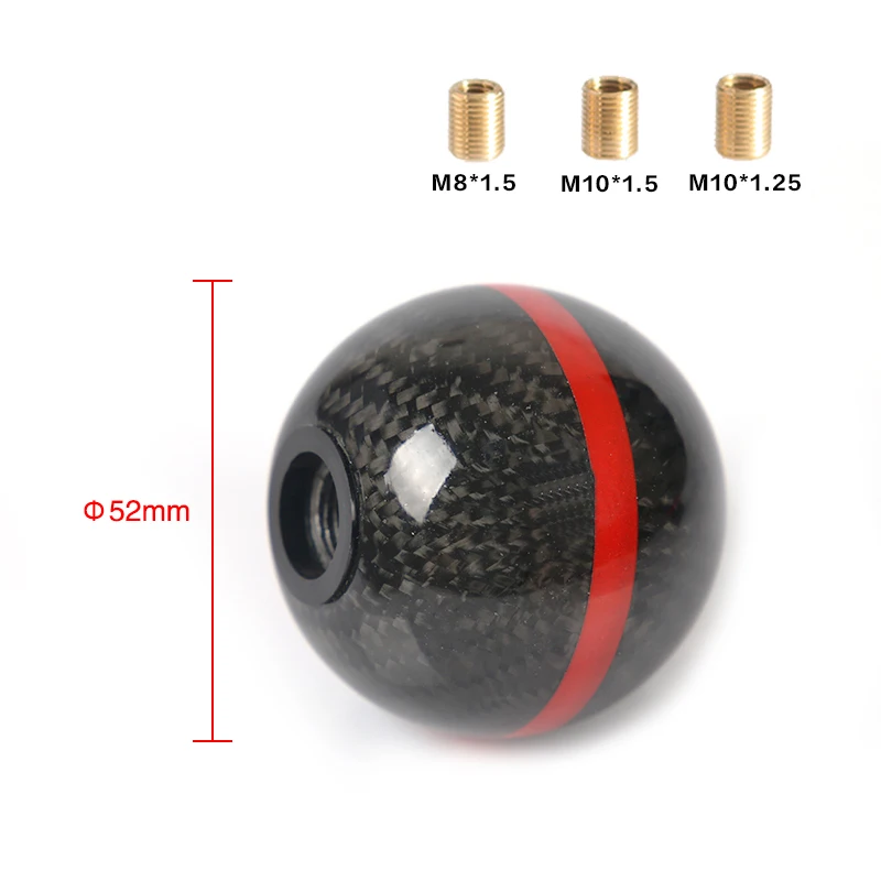Black/Red JDM Style Line 5/6 Speed M12X1.5/M10X1.5/M10X1.25 Carbon Fiber Gear Shift Knob For Honda Acura/TOYOTA/NISSAN
