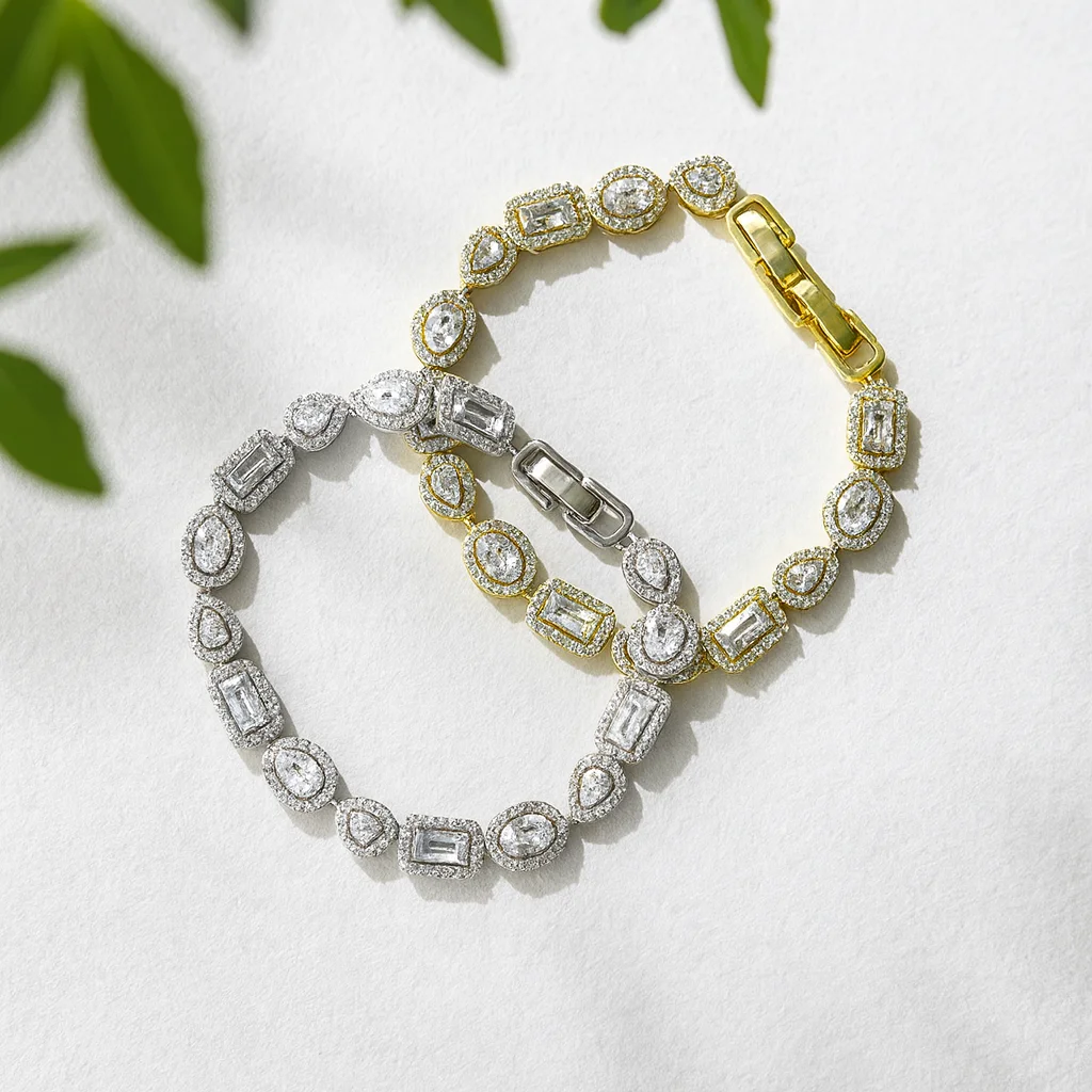 

Luxury Gold & Silver Crystal Tennis Bracelets for Women – Elegant Zircon Link Chain Jewelry