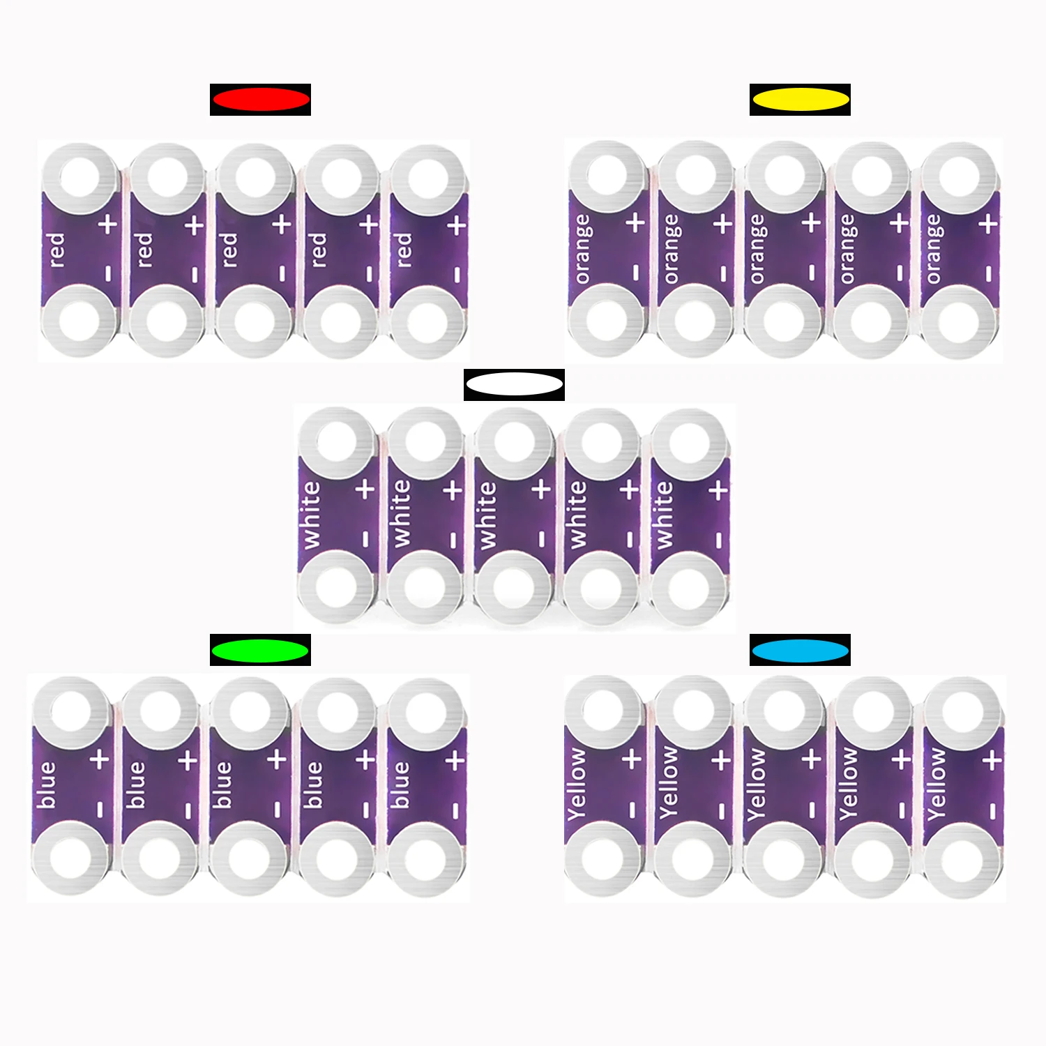 Lilypad LEDs Red/Yellow/White/Blue/Green (25x Lilypad LED) for Arduino Rapsberry Pi Microcontroller Board