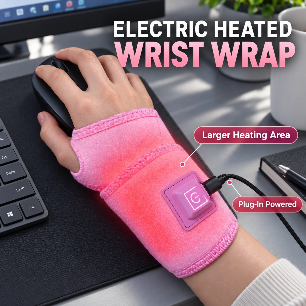 New Hot Compress Wrist Brace USB Electric Heating Wrist Guard Adjustable Thermal Compression Wristband Warm Hand Support Strap