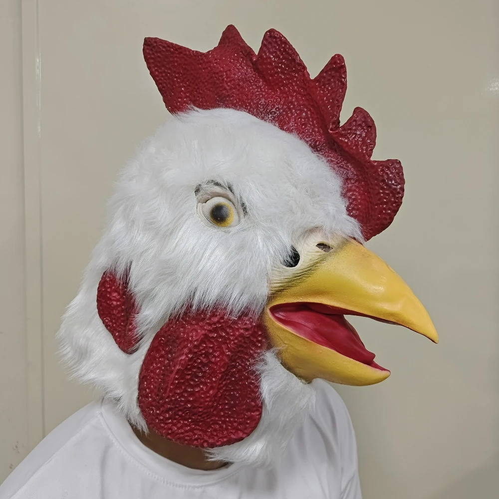 オンドリの頭マスク ハロウィンコスチューム コスプレ ラテックス動物面白いマスク マイアミコスプレキラー小道具 動物マスクヘッドカバー