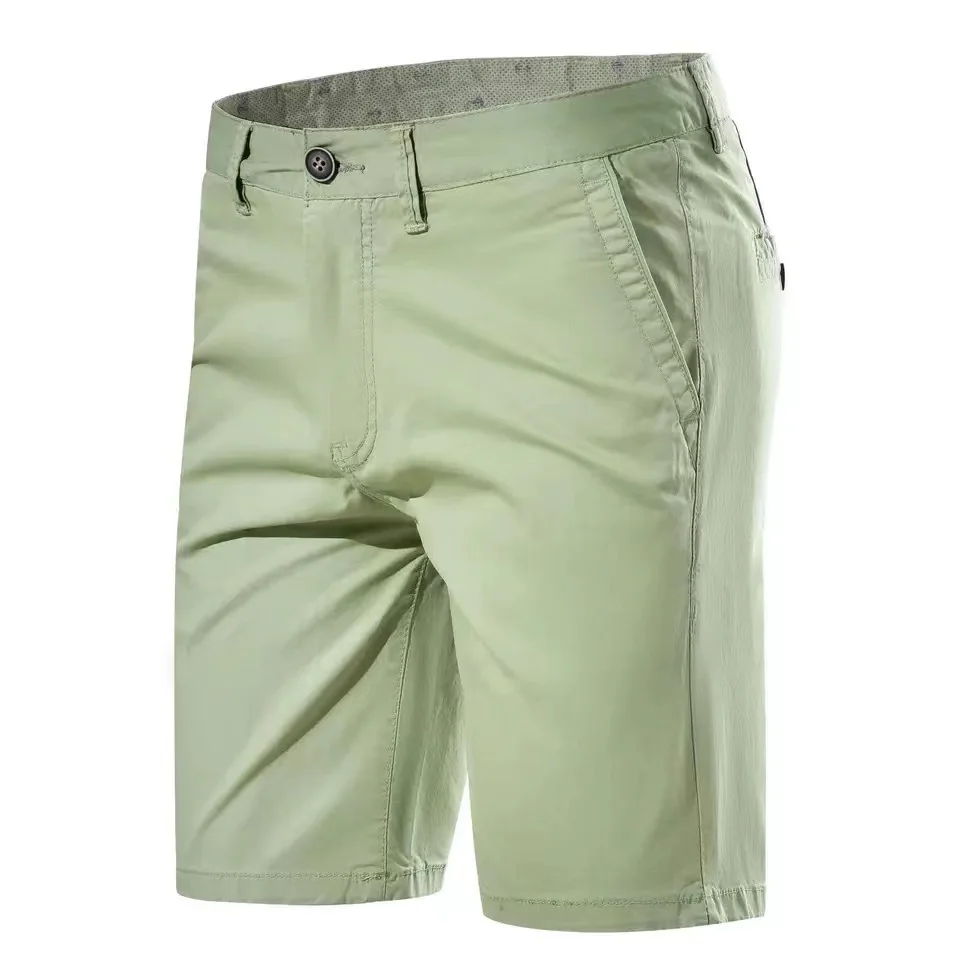 Summer Cotton Male Luxury Casual Solid Business Social Men Beach Short Stretch Chino Classic Fit Shorts