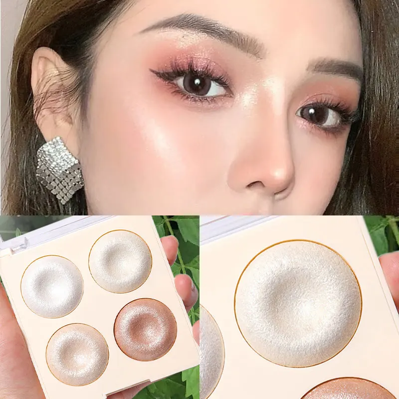 Palette de poudre surligneur diamant 4 couleurs, paillettes, Contour du visage, maquillage scintillant, cosmétique Ultra concentré