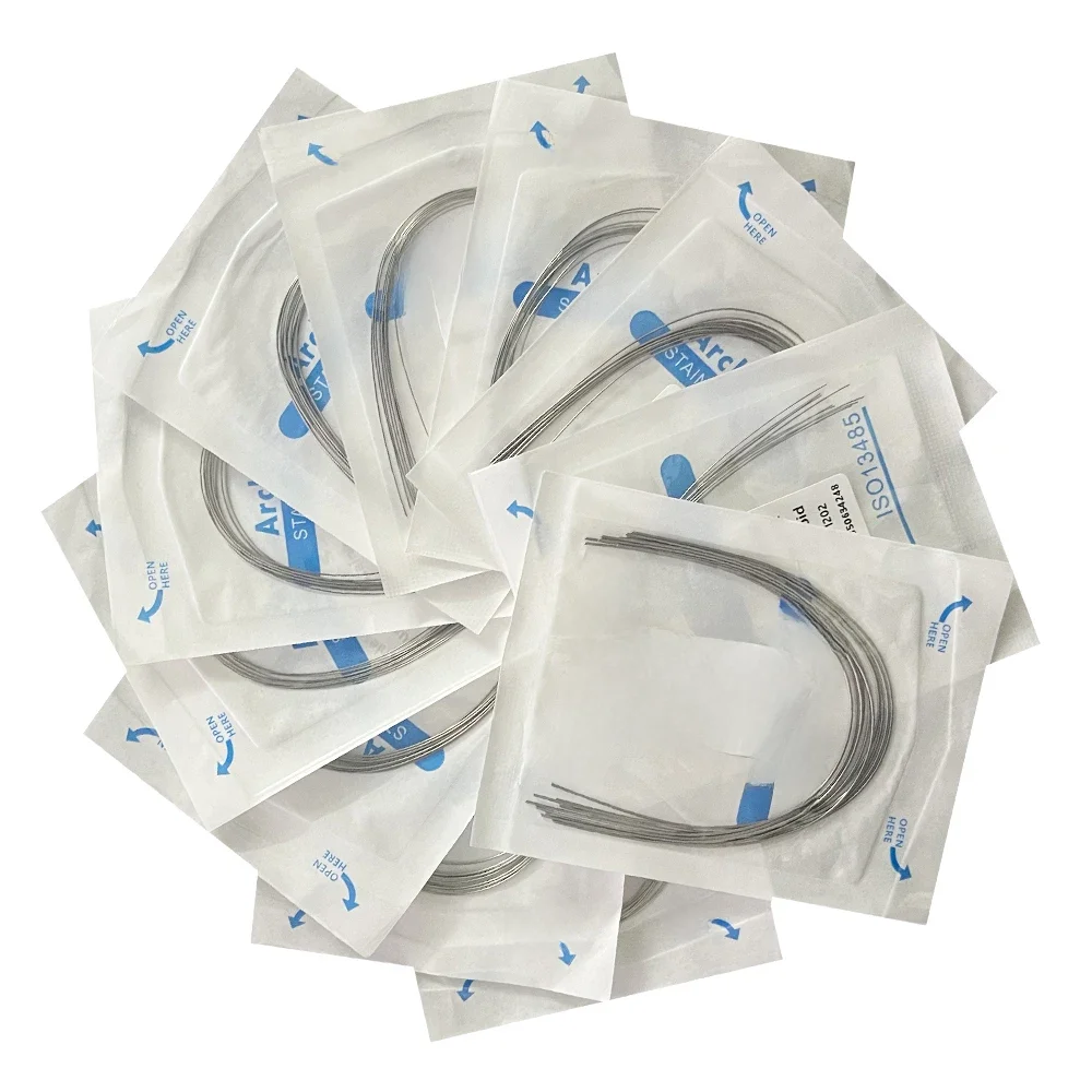 Fil orthodontique dentaire rond/rectangulaire en acier inoxydable, forme ovïde, matériel de dentiste, fil d'arc dentaire, 10 pièces/paquet