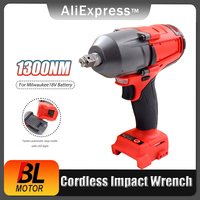1300NM Large Torque Cordless Wrench Brushless Electric Impact Wrench Repair Power Tools Car Truck Fit For Milwaukee 18V Battery