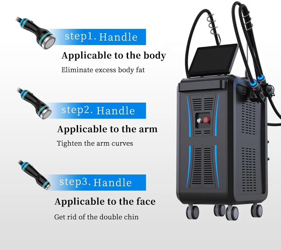 Cold Wave Slimming Machine With 3 Handles for Belly Fat Burn Weight Loss Skin Firming and Body Sculpting