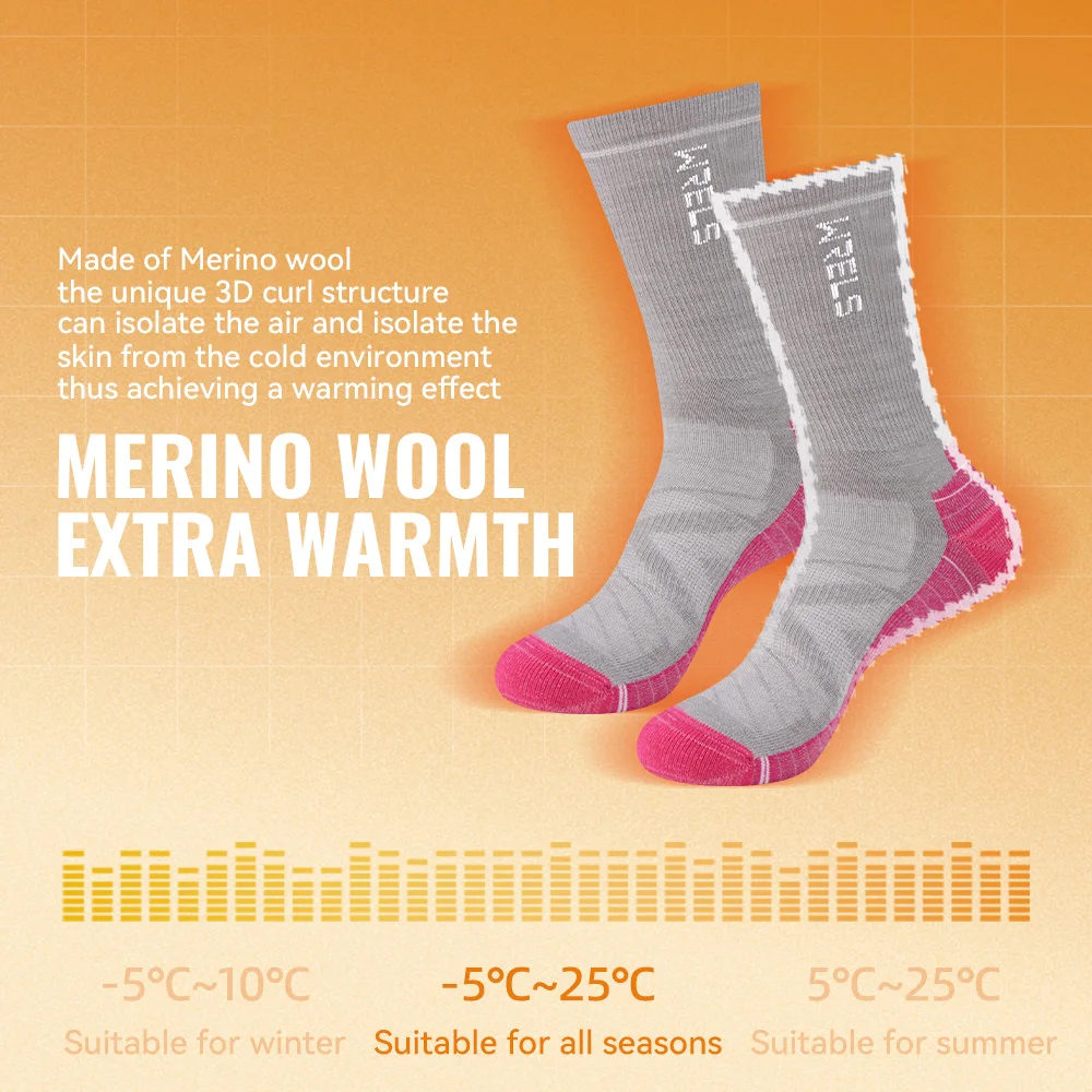 WRELS 1/2/3 ميرينو جوارب من الصوف. الحرارية الدافئة طاقم الشتاء التمهيد جورب الرطوبة فتل تنفس الأداء سميكة الصوف جوارب للمشي لمسافات طويلة #4