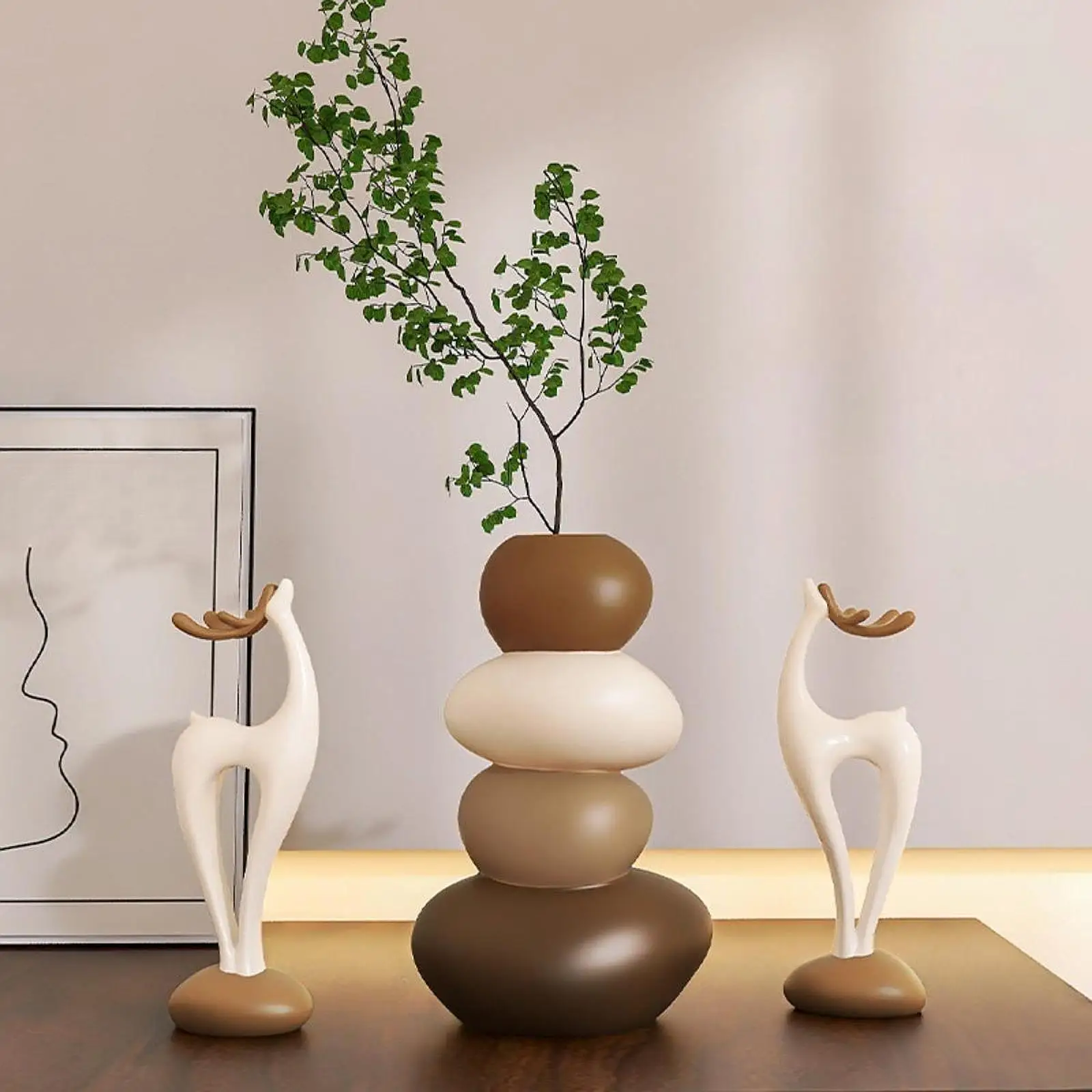 Flower Vase Fashion Statue Flowers Planter Craft Desktop Decoration Desktop Ornament for Entrance Party Coffee Table Desk Shelf
