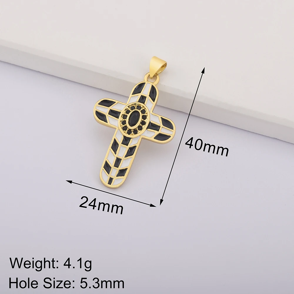 Fashion 5 Colors Cross Enamel Dripping Oil Pendant for Women Zircon Necklace for DIY Jewelry Making Gift Accessories Wholesale