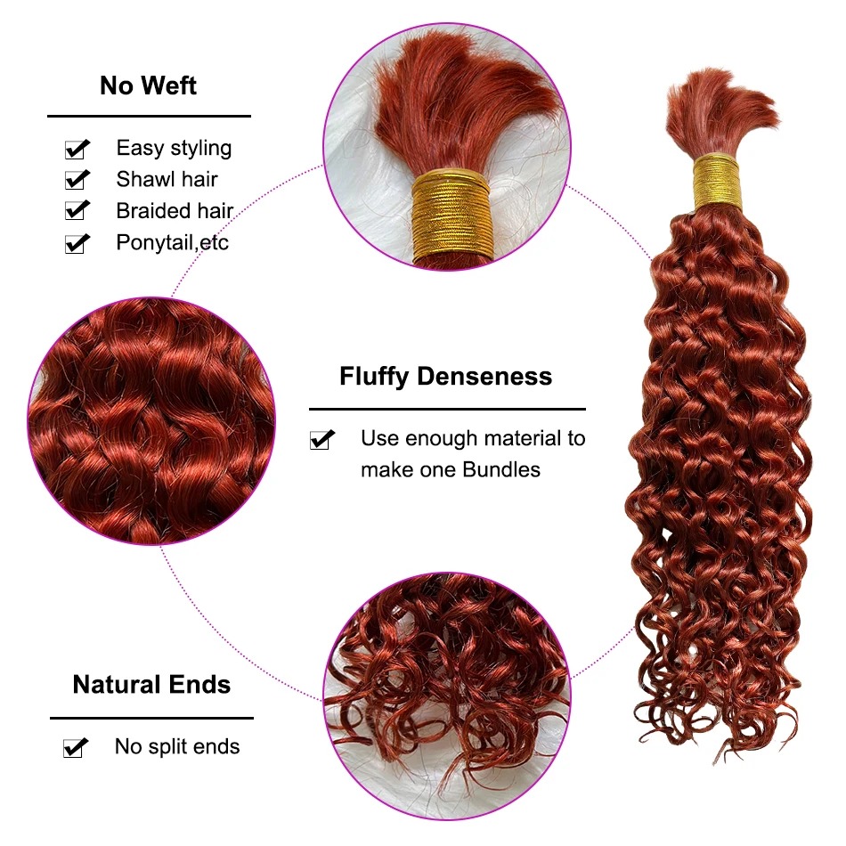 Bulk Hair Extensions Water Wave For Braiding Curly No Weft Brazilian Remy Hair Extensions 100G For Salon Supply Crochet Braids