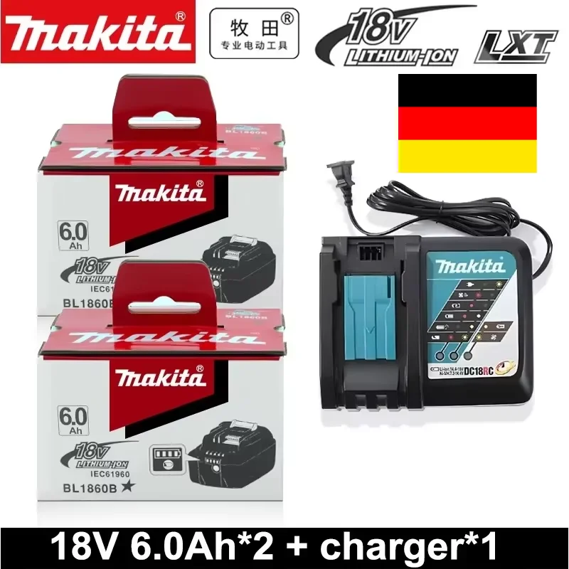 Batteria di ricambio agli ioni di litio Makita 18V, capacità 6,0 Ah, compatibile con i modelli Bl1860B, Bl1850B, Bl1840, Bl1830, Bl1815, per utensili elettrici Makita.
