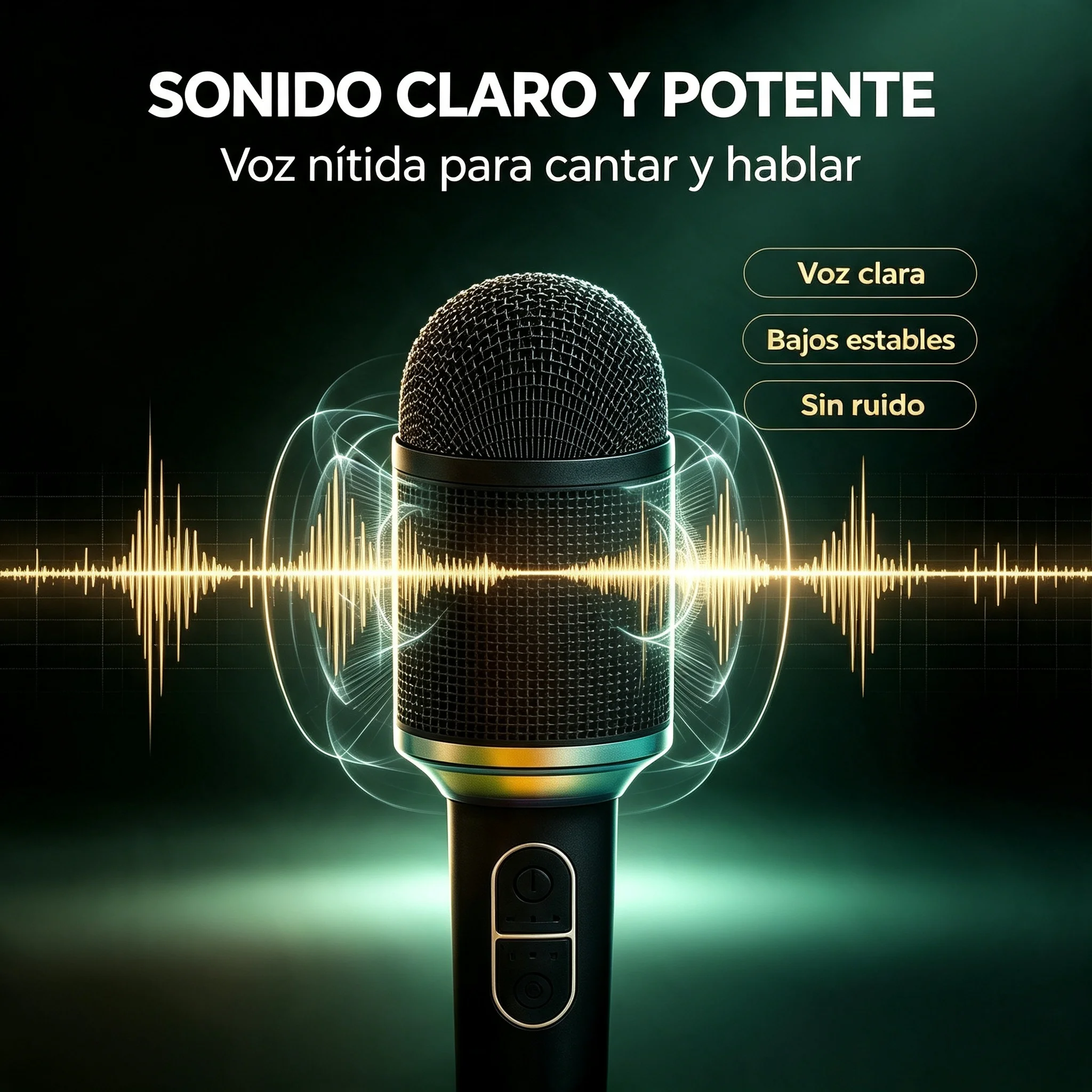 Haut-parleur intégré, microphone karaoké Bluetooth, réduction du bruit / pas de bruit, son clair et puissant, voix claire, basses stables