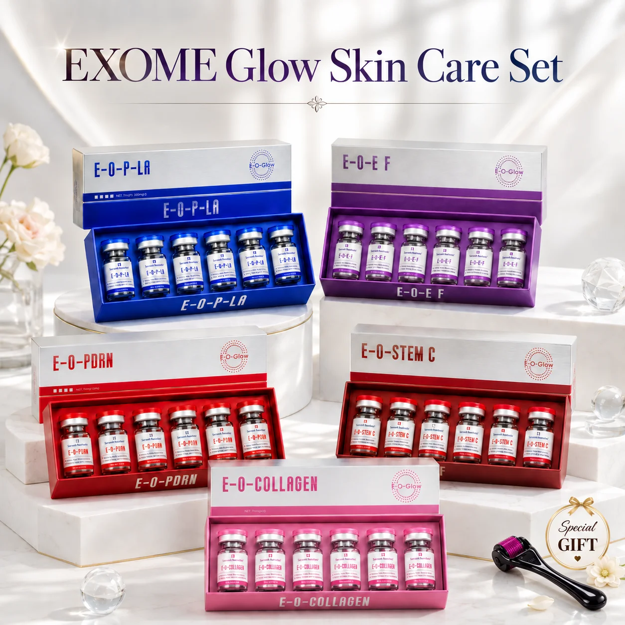 EXOGLOW PDRN Serum Glow Smoothing Repair Collagen Facial Care Hydration Moisturizing Korean Skin Care Sanendi exosme Der.pen Kit