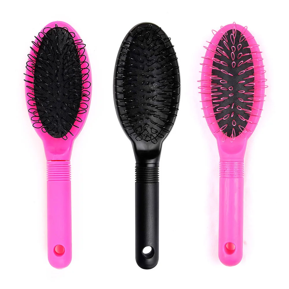 Rose Red / Black Loop Wig Brush Hair Extension Brush Detangling Loop Hair Brush for Natural Human and Synthetic Hair Wig Brush