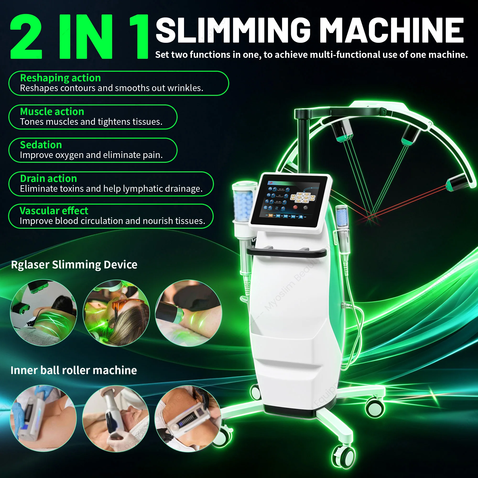 Newest 10D Emerald Laser Painless 532nm green and red light Fat Weight Loss Body Shaping Slimming