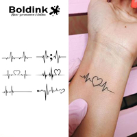 Heartbeat Electrocardiogram Temporary Tattoo,Lasts To 15 Days New Technology Magic Waterproof Semi Permanent Sticker.
