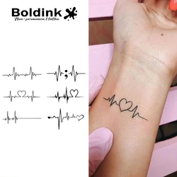 Heartbeat Electrocardiogram Temporary Tattoo,Lasts To 15 Days New Technology Magic Waterproof Semi Permanent Sticker.