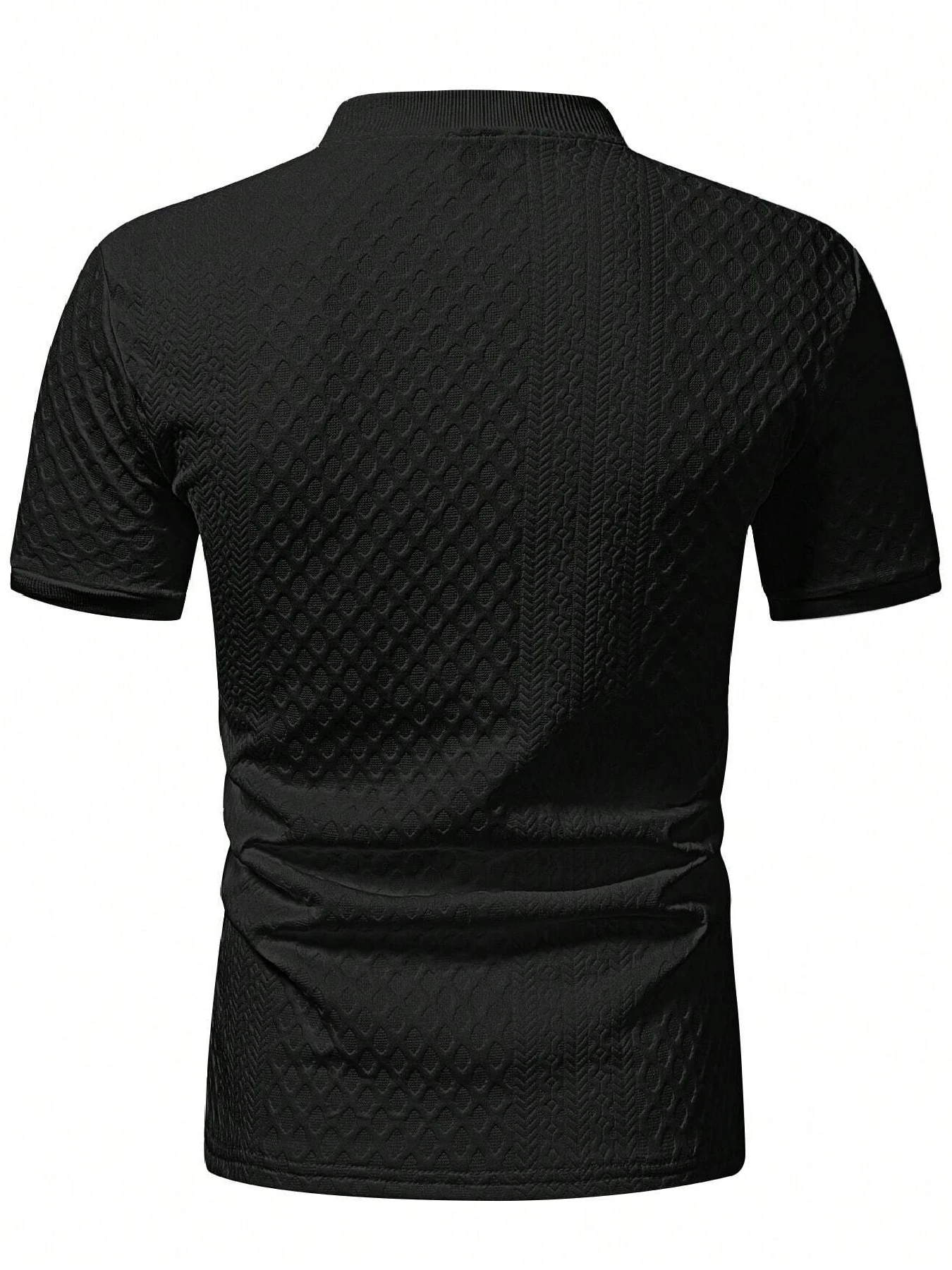 Lässiges Herren-Poloshirt, weich und bequem, einfarbig und schlichtes Design, italienischer Lochmusterdruck, geeignet für Outdoor-Sport. – Detail 11