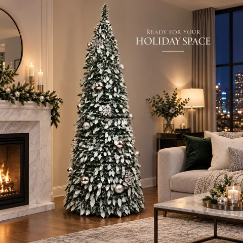 Pop Up Christmas Tree 150cm 180cm 210cm Collapsible Pre Decorated PVC Artificial Xmas Tree with Optional USB Lights Home Decor