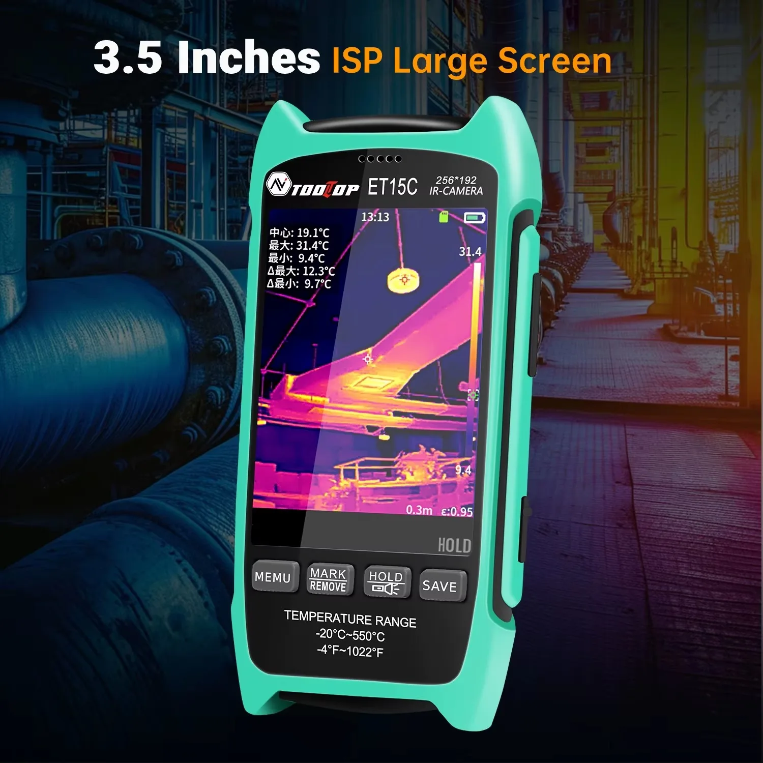 TOOLTOP ET15C 256x192 Thermal Imager 3.5-Inch 15 Color Palettes Industrial Thermal Imaging Camera Power Electrical PCB Inspect