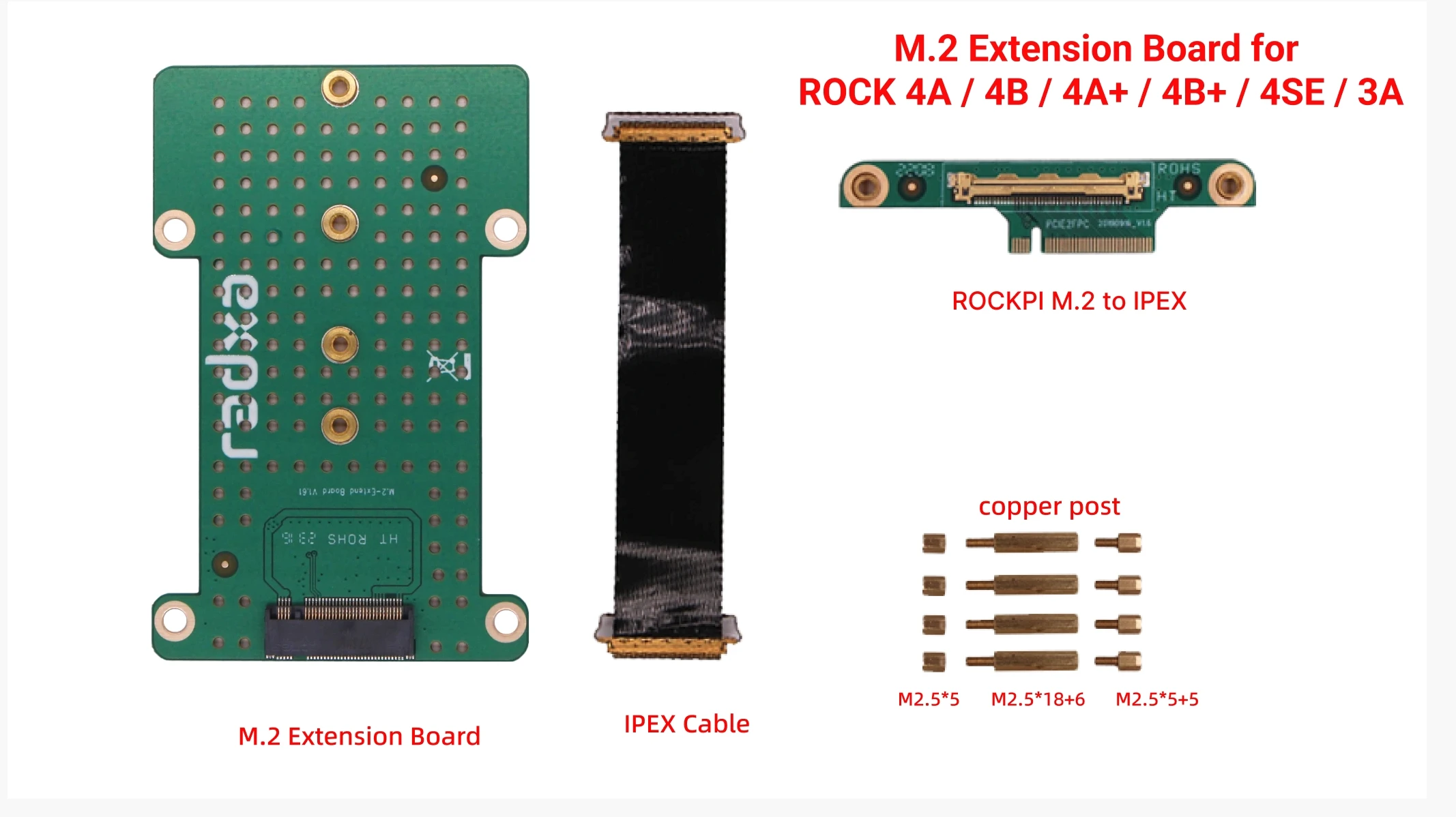 Radxa M.2 Uitbreidingsbord Voor Rock 4a/4b/4a +/4b +/4se/3a/5a/3c